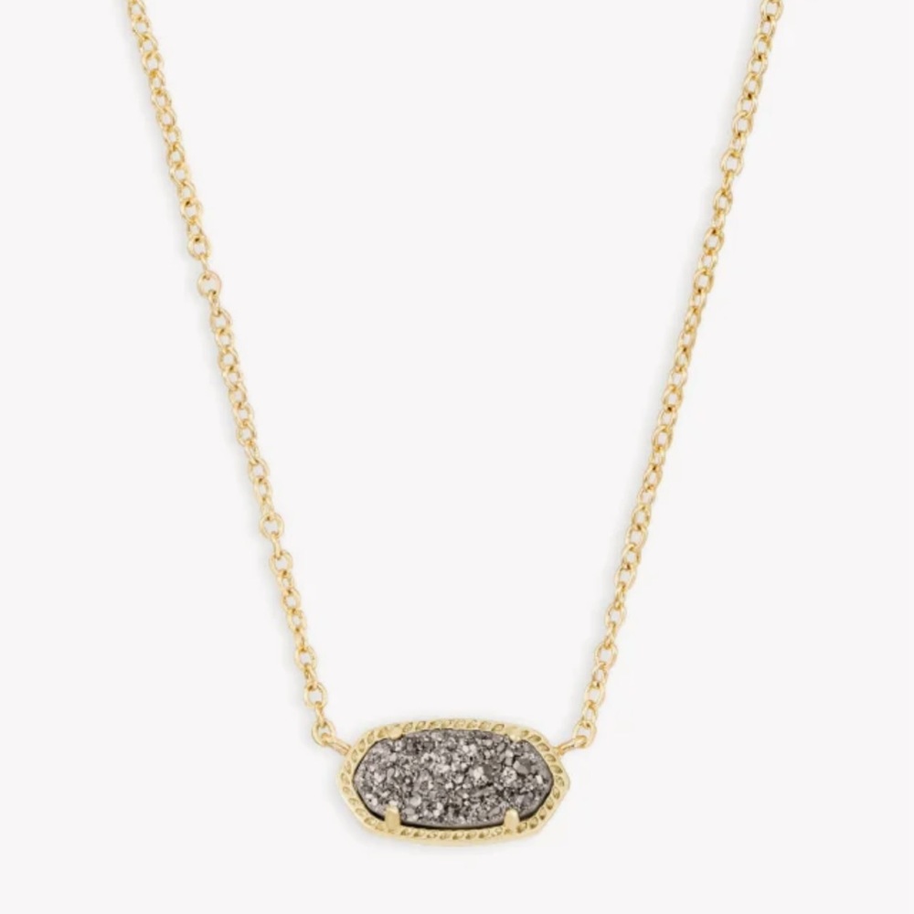 Kendra Scott Elisa Gold Pendant Necklace in Platinum Drusy